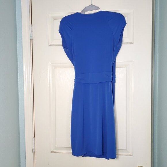 EXPRESS Faux Wrap Mini Blue Dress cap sleeves XS - Picture 4 of 8